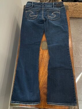 Silver Jeans Co. Aiko Bootcut Dark Wash Thick Stitch Stretch Denim Jeans Size 12